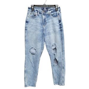 Hollister Criss Cross Ultra High Rise Mom Jean Vintage Stretch Blue Women 29 / 9
